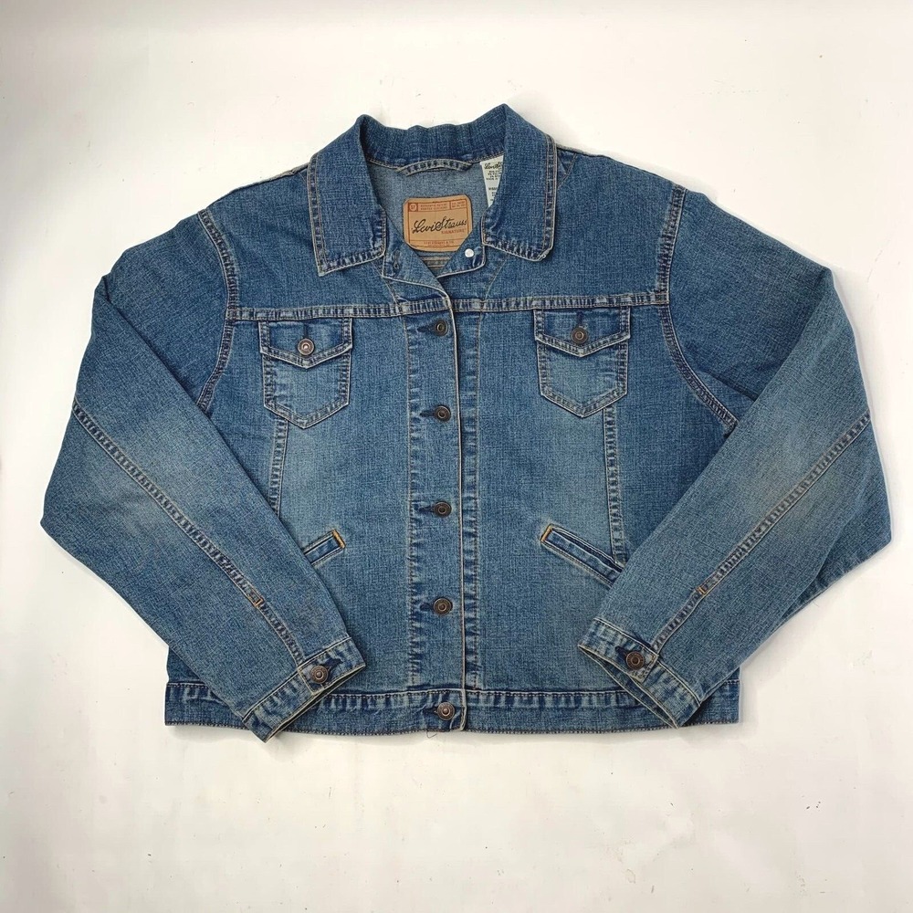 Levi's Misses XL Denim Jacket Blue Button Front Medium Wash Outerwear